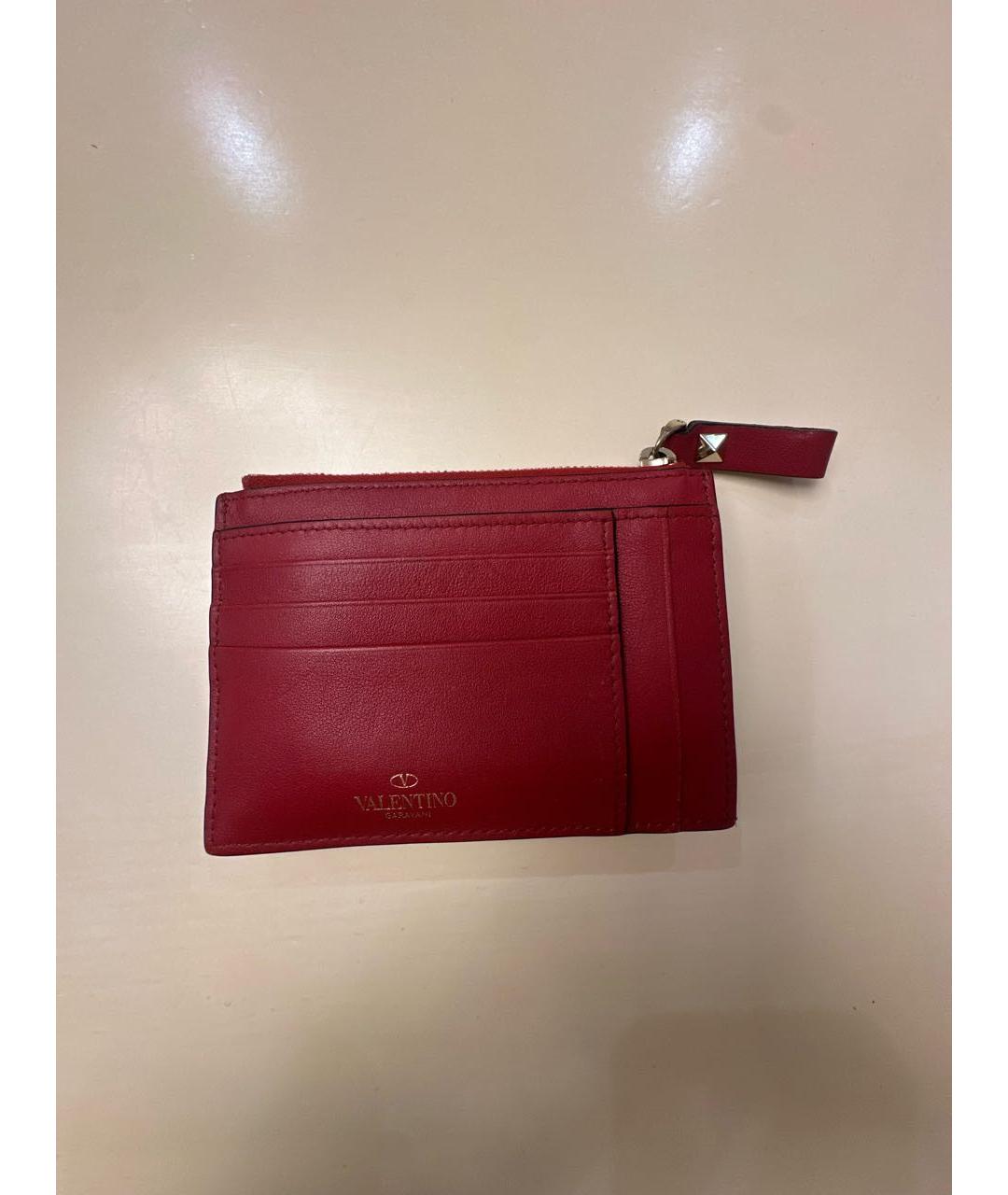 VALENTINO Красный кожаный кардхолдер, фото 3