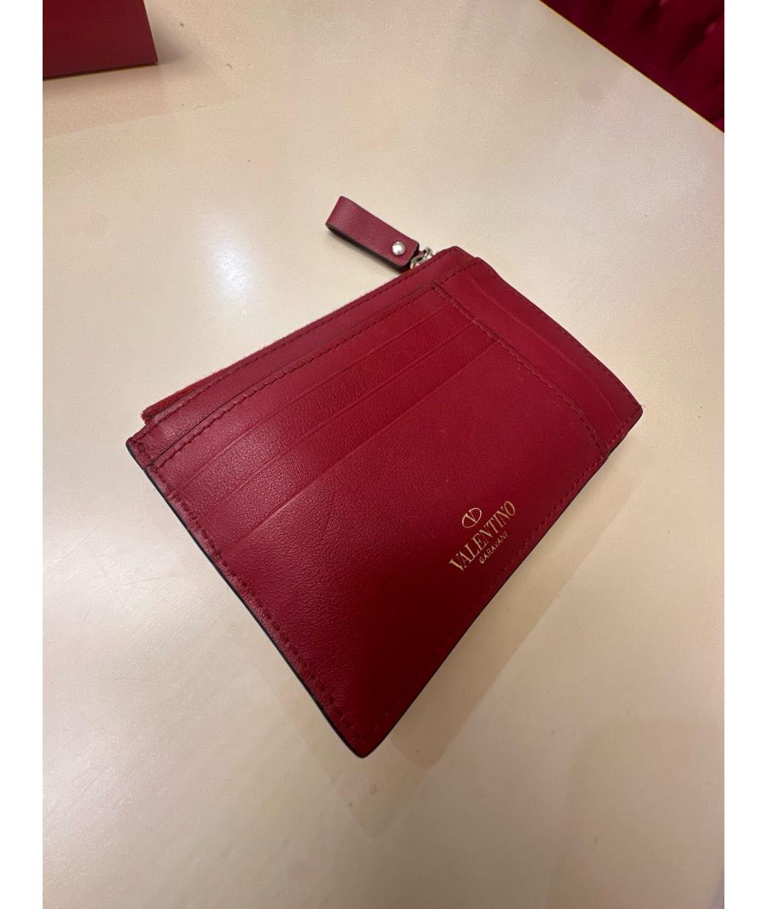 VALENTINO Красный кожаный кардхолдер, фото 2