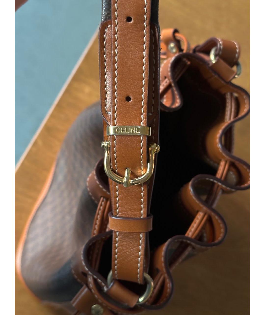 CELINE Коричневая кожаная сумка через плечо, фото 4