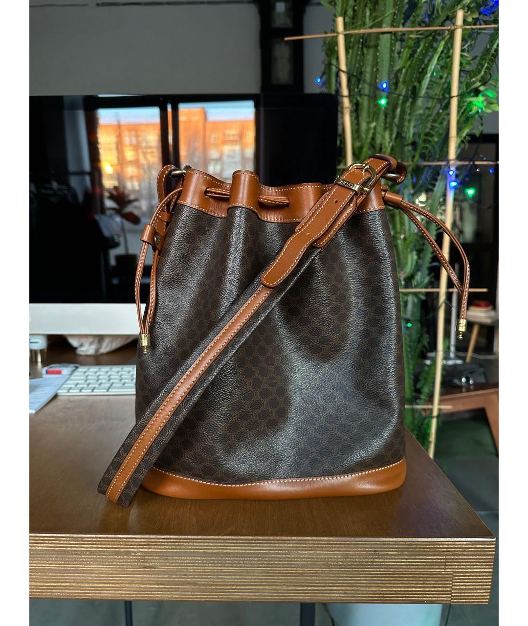 CELINE Коричневая кожаная сумка через плечо, фото 3