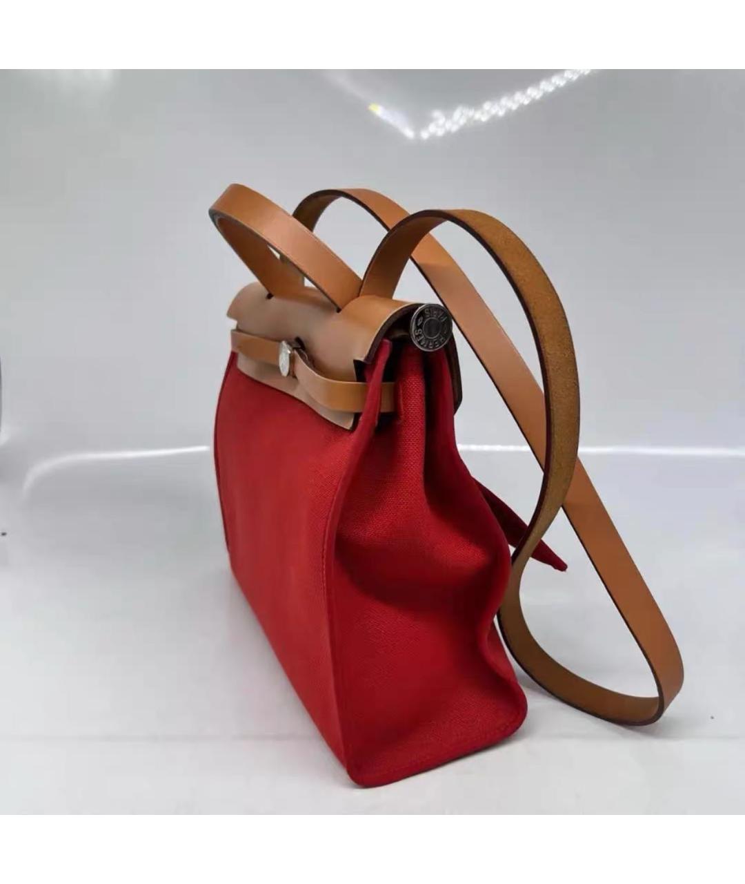 HERMES Красная кожаная сумка с короткими ручками, фото 3