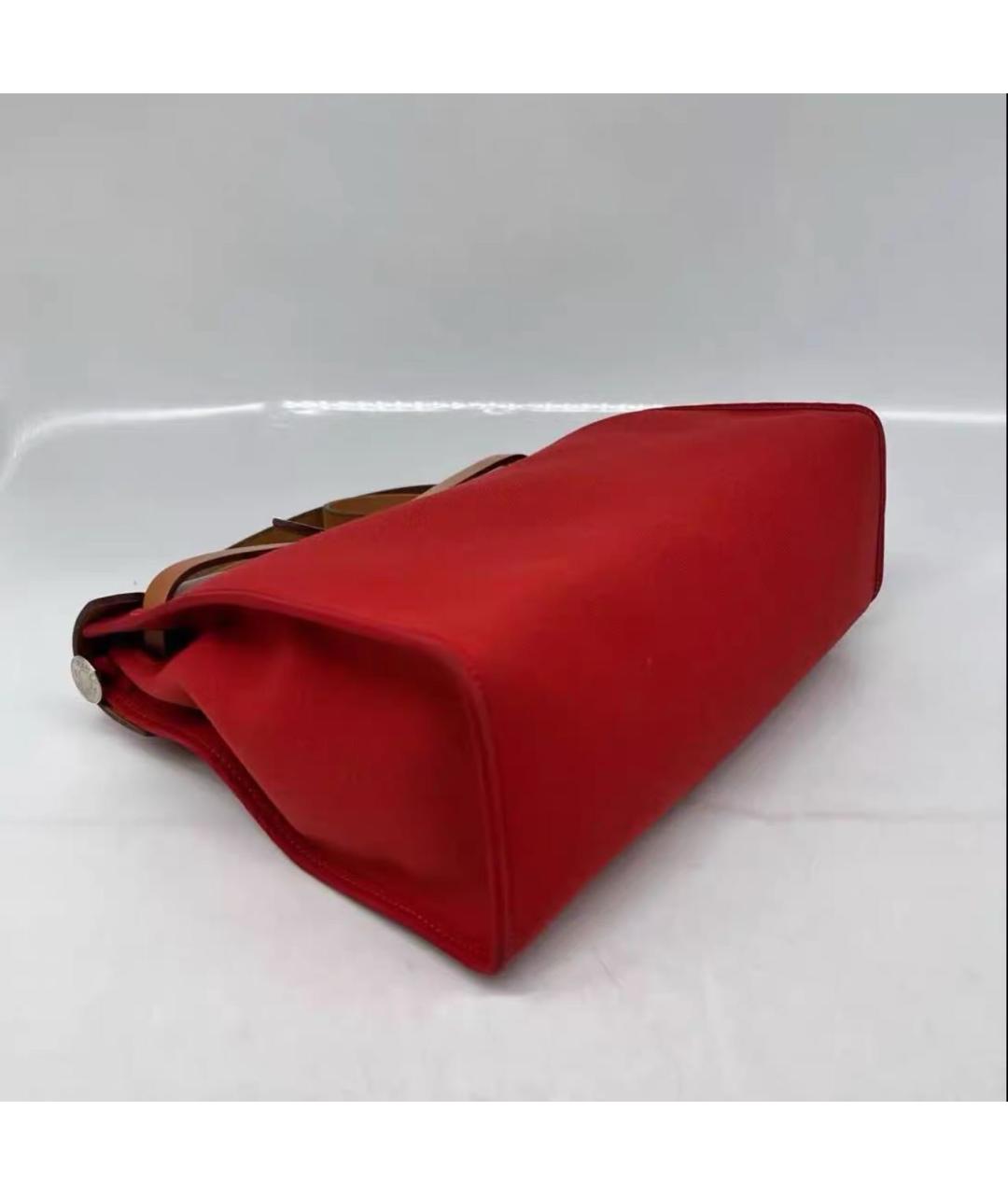 HERMES Красная кожаная сумка с короткими ручками, фото 7