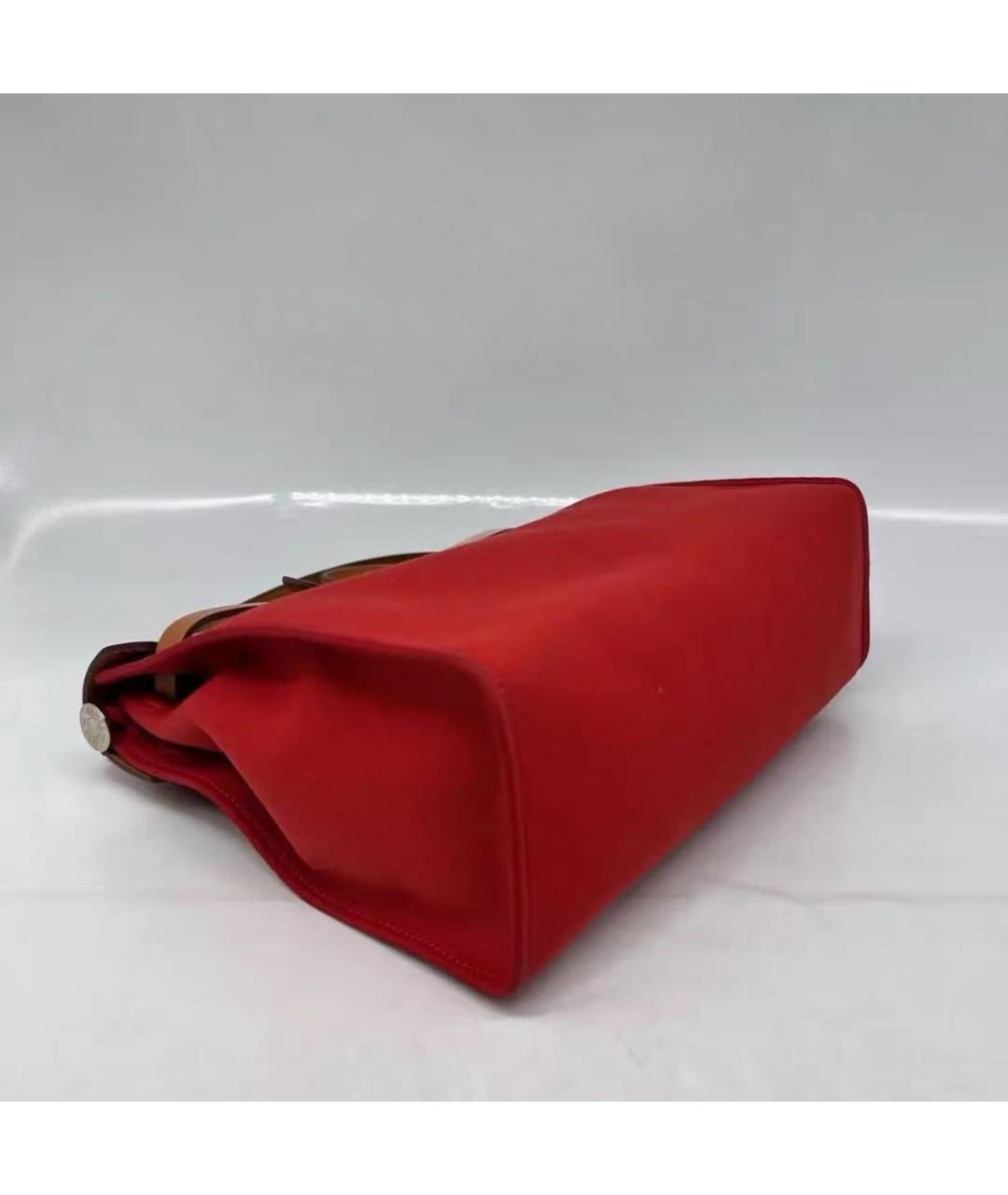 HERMES Красная кожаная сумка с короткими ручками, фото 8