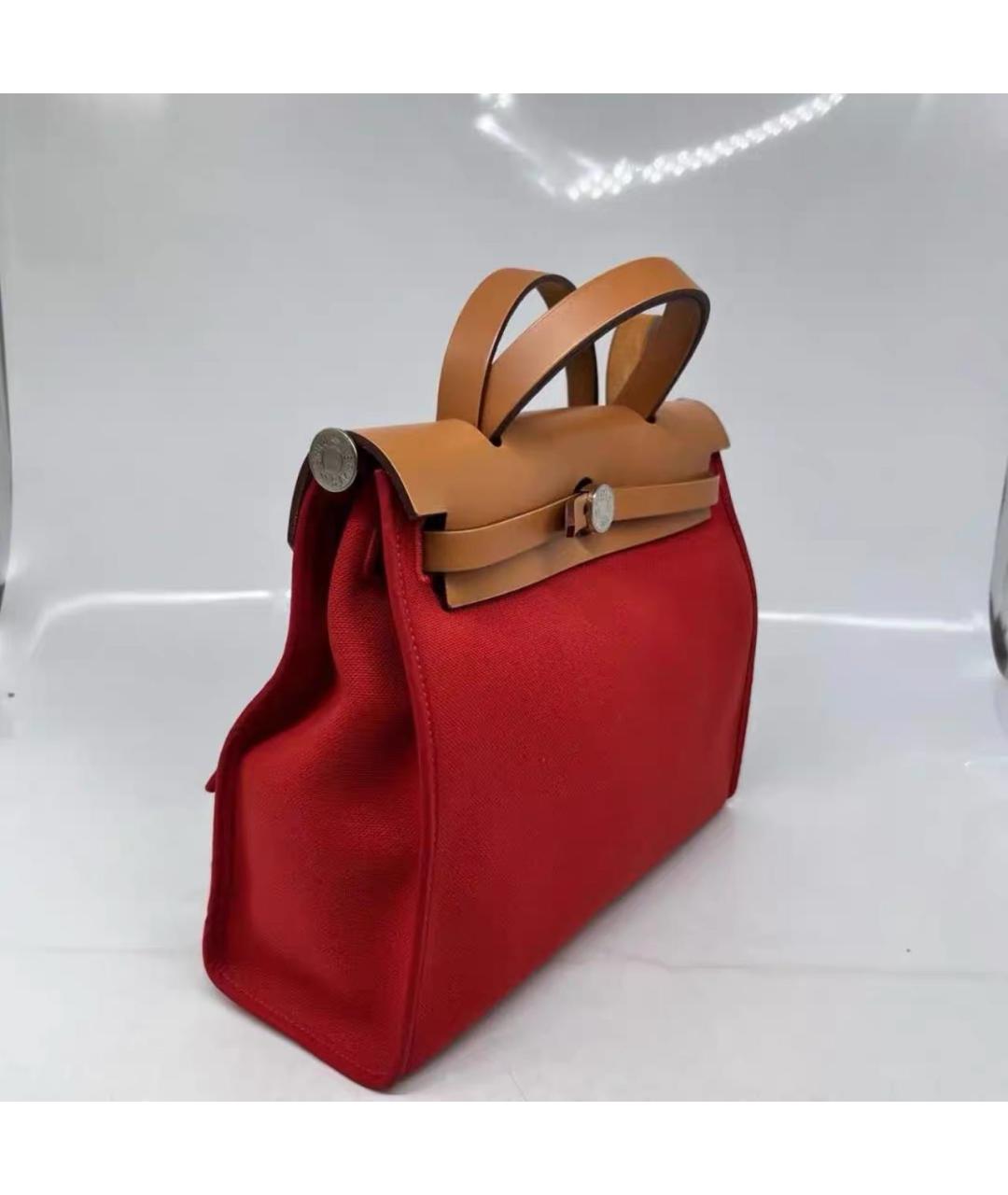 HERMES Красная кожаная сумка с короткими ручками, фото 2