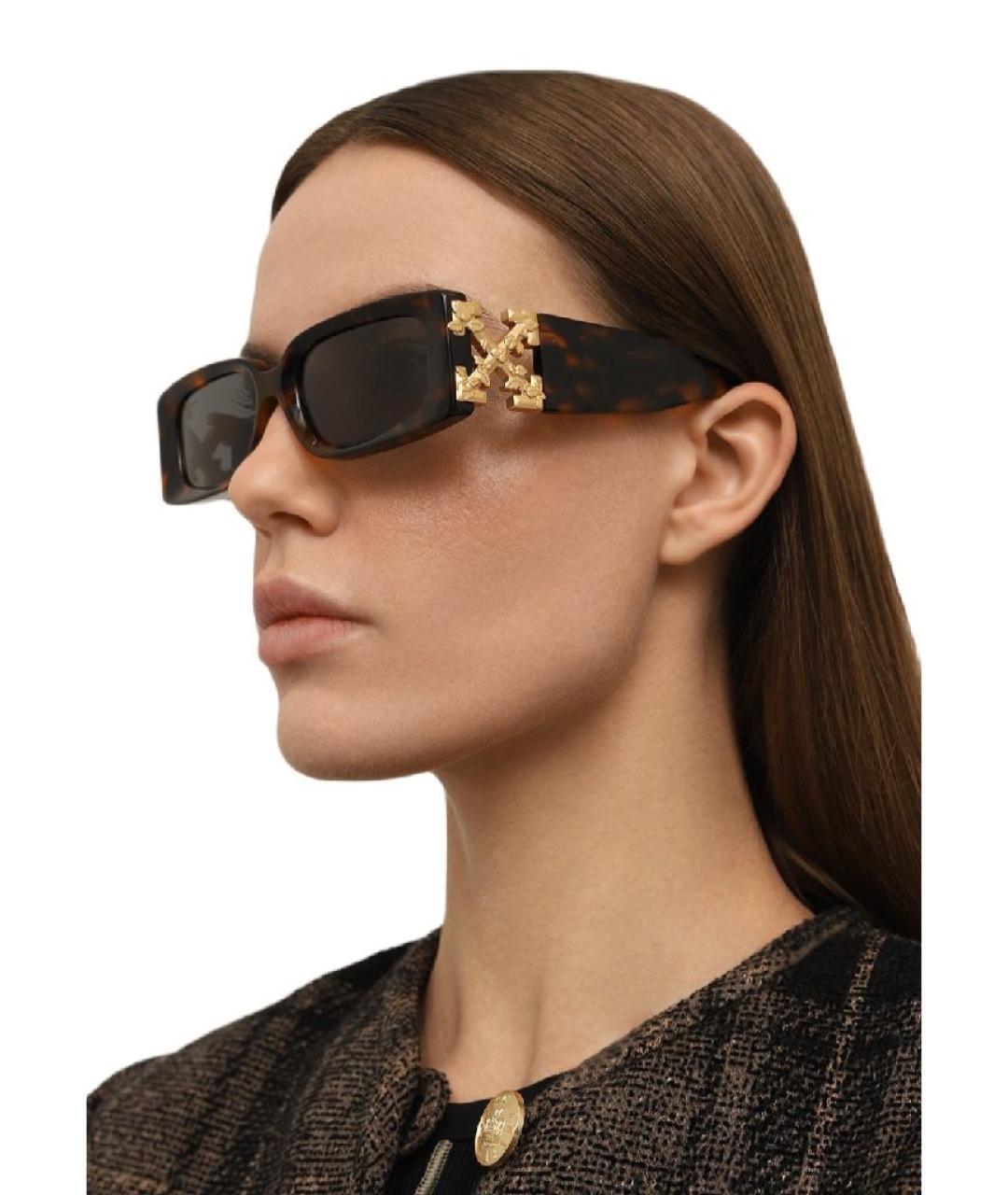 OFF-WHITE Коричневые пластиковые солнцезащитные очки, фото 6