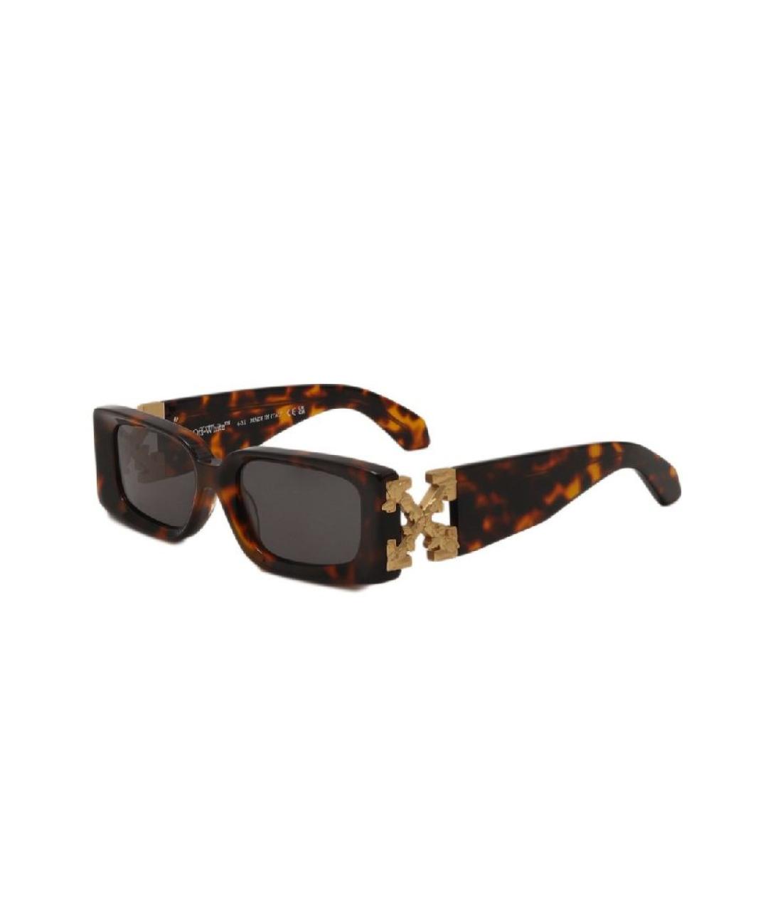 OFF-WHITE Коричневые пластиковые солнцезащитные очки, фото 2