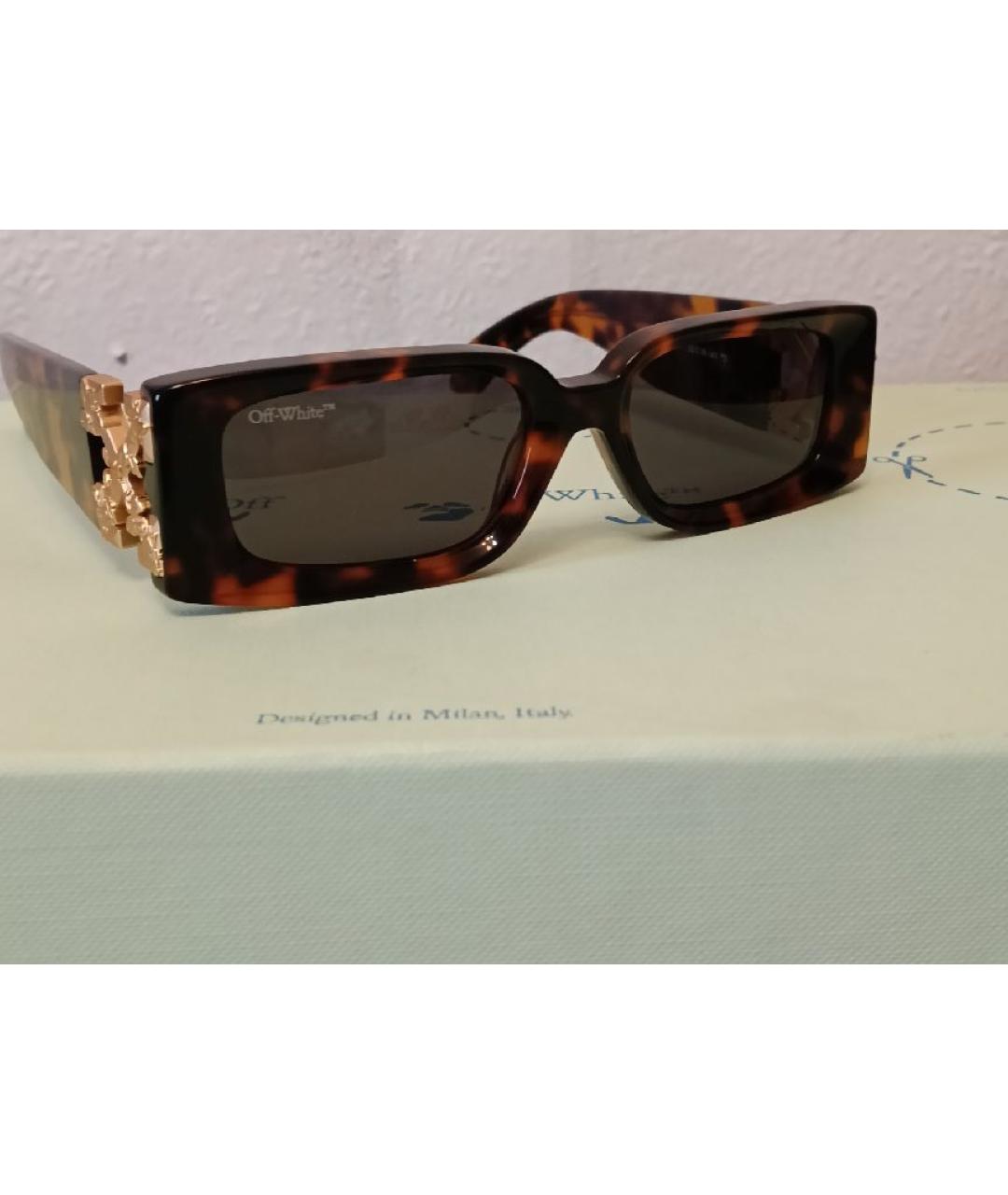 OFF-WHITE Коричневые пластиковые солнцезащитные очки, фото 4