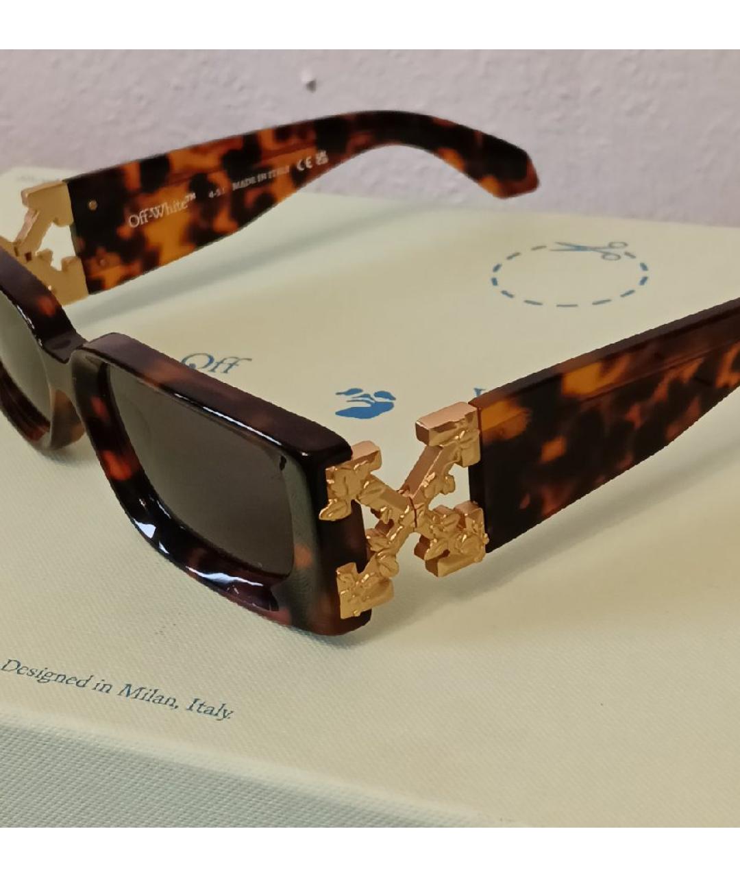 OFF-WHITE Коричневые пластиковые солнцезащитные очки, фото 3