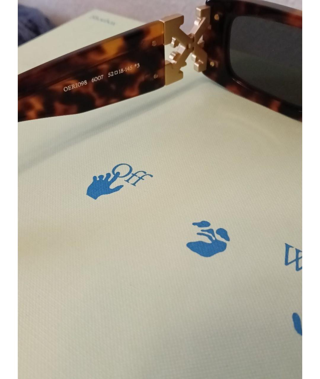 OFF-WHITE Коричневые пластиковые солнцезащитные очки, фото 5