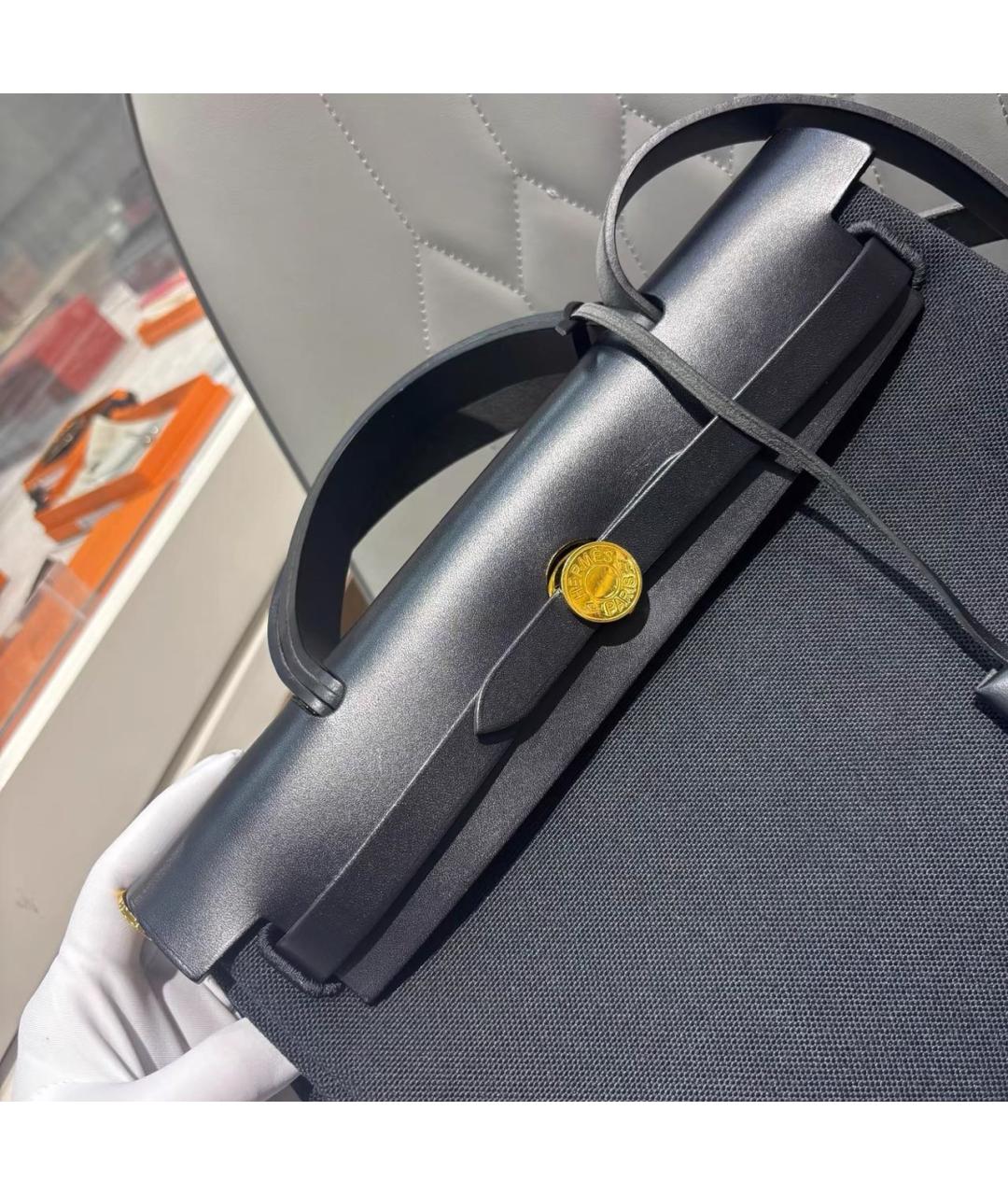 HERMES Черная кожаная сумка с короткими ручками, фото 2