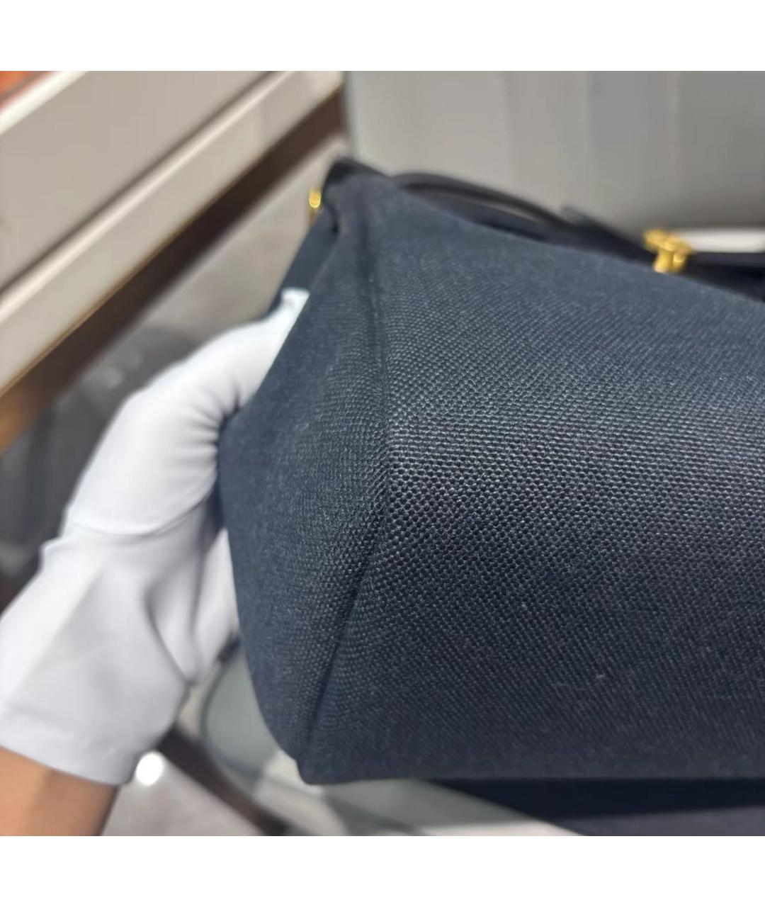 HERMES Черная кожаная сумка с короткими ручками, фото 4