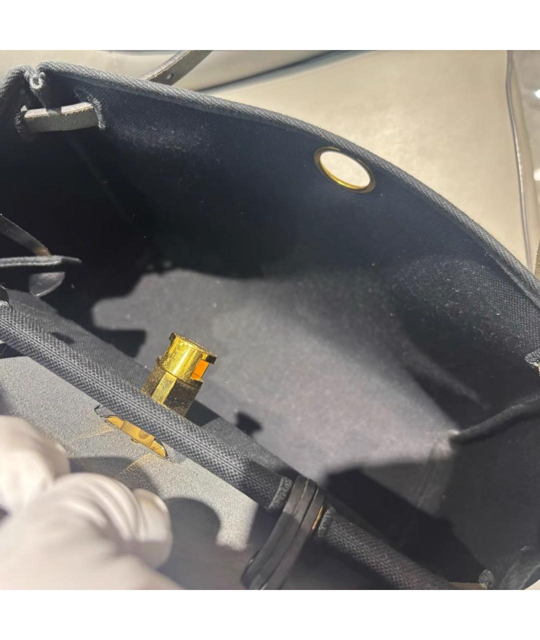 HERMES Черная кожаная сумка с короткими ручками, фото 8