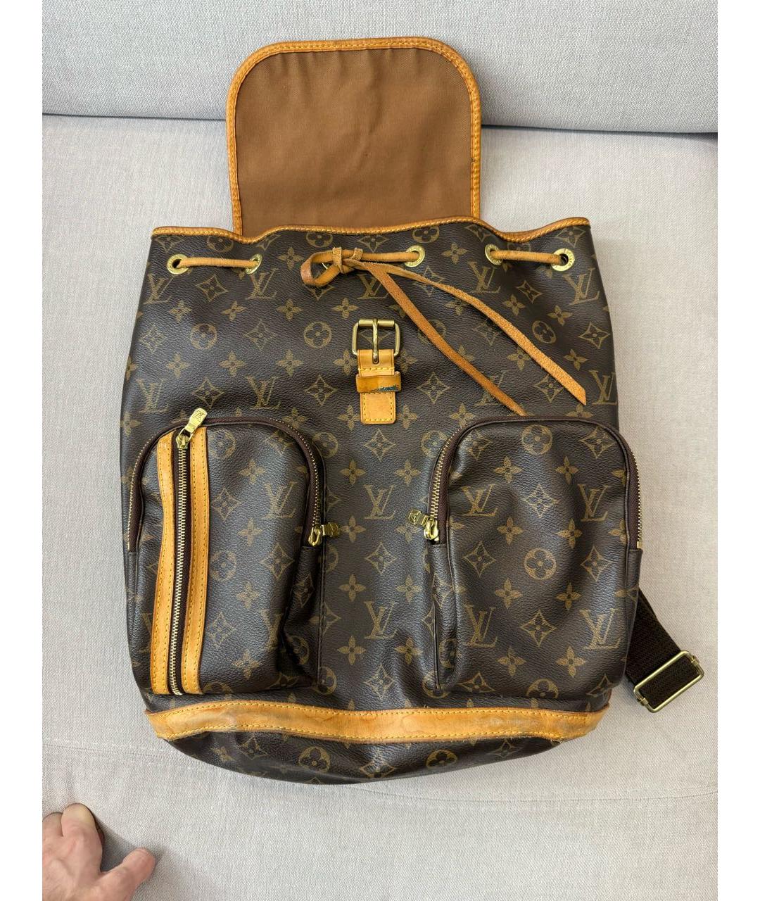 LOUIS VUITTON Коричневый кожаный рюкзак, фото 9