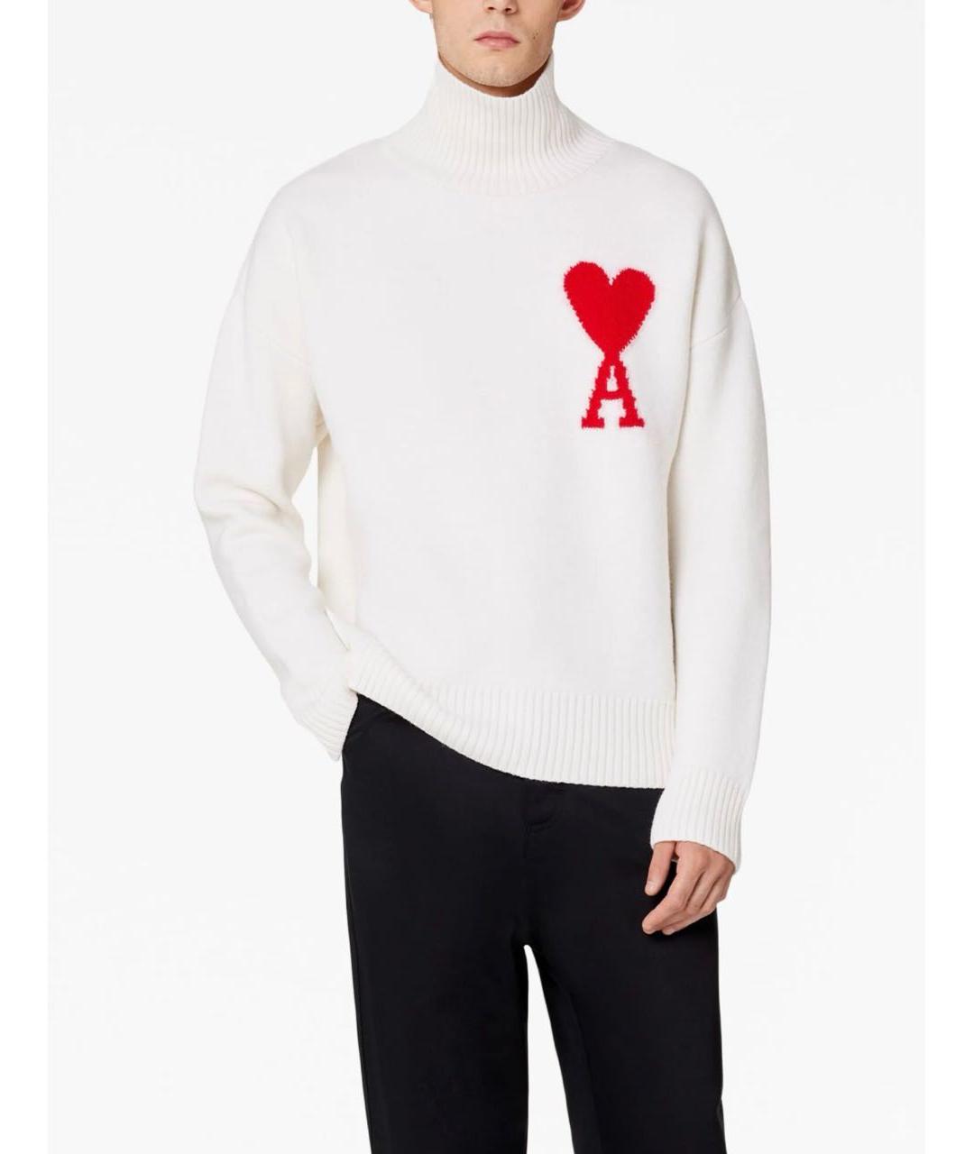 Ami Paris Белый шерстяной джемпер / свитер, фото 4