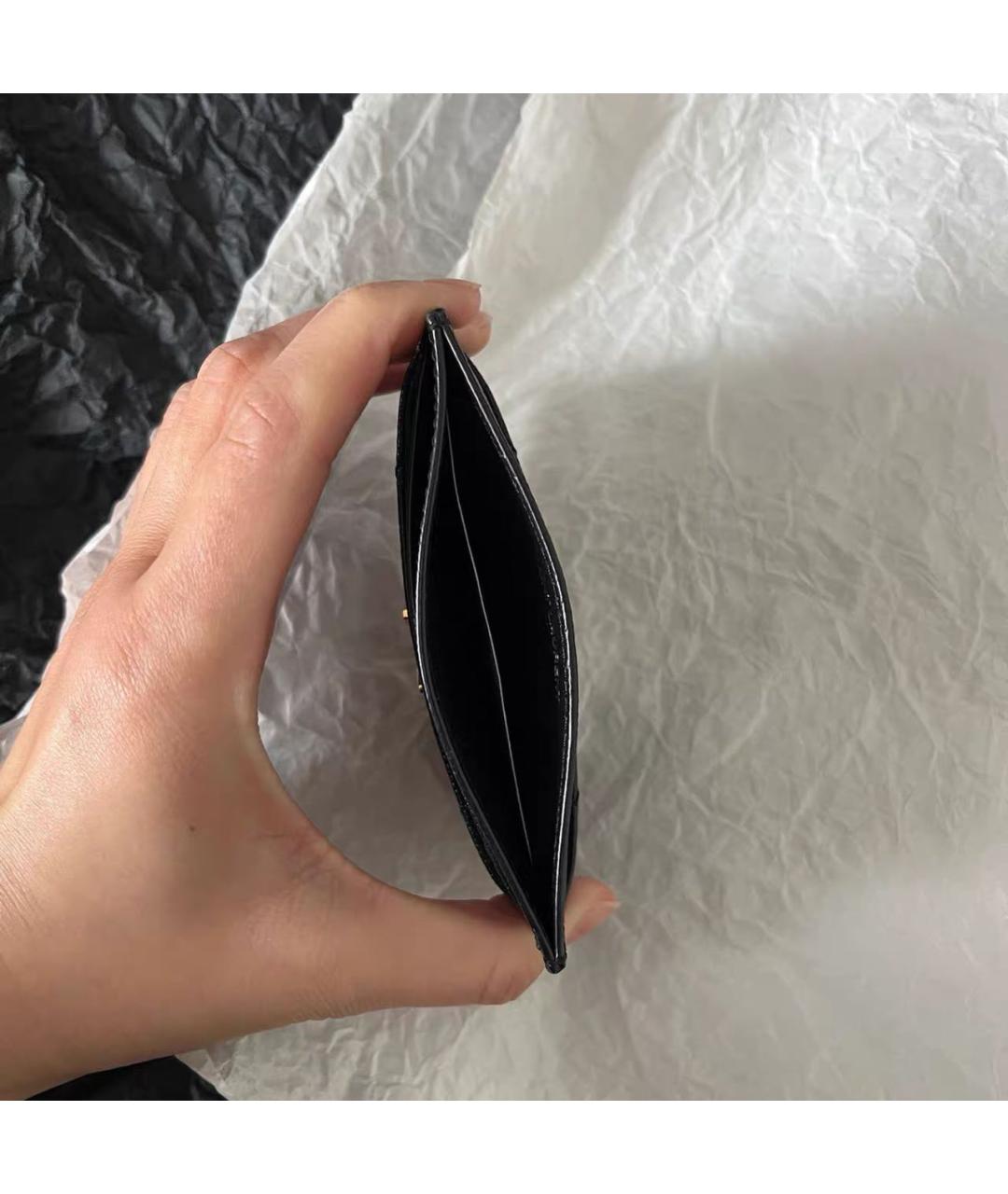 SAINT LAURENT Черный кожаный кардхолдер, фото 3