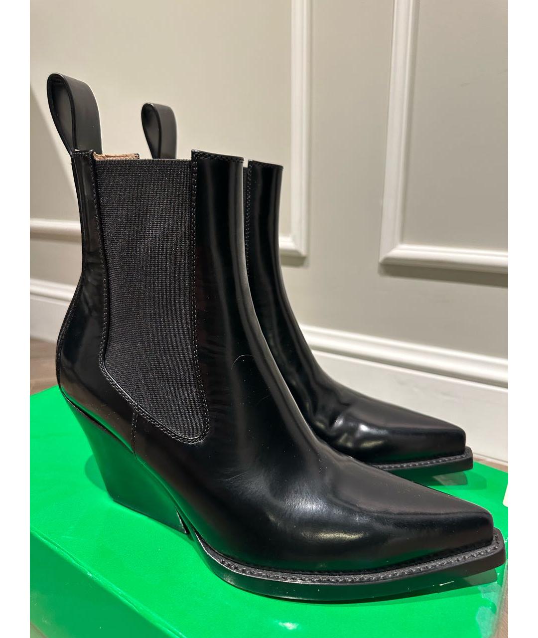 BOTTEGA VENETA Черные кожаные ботильоны, фото 4