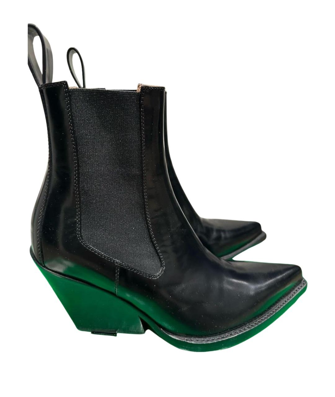 BOTTEGA VENETA Черные кожаные ботильоны, фото 1