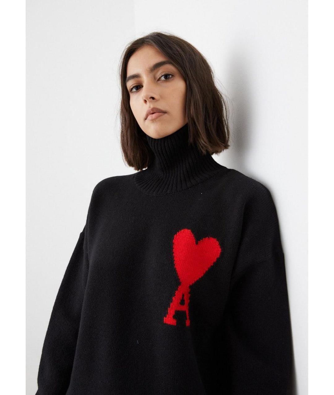 Ami Paris Черный шерстяной джемпер / свитер, фото 2