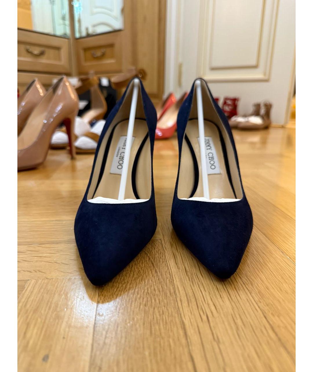 JIMMY CHOO Темно-синие замшевые туфли, фото 3