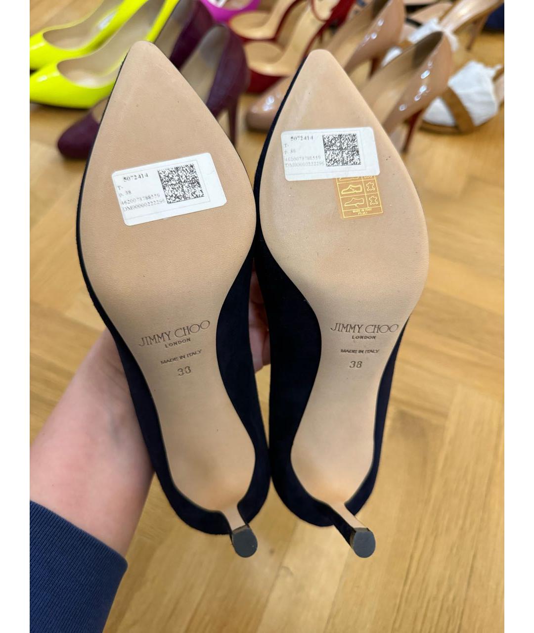 JIMMY CHOO Темно-синие замшевые туфли, фото 4