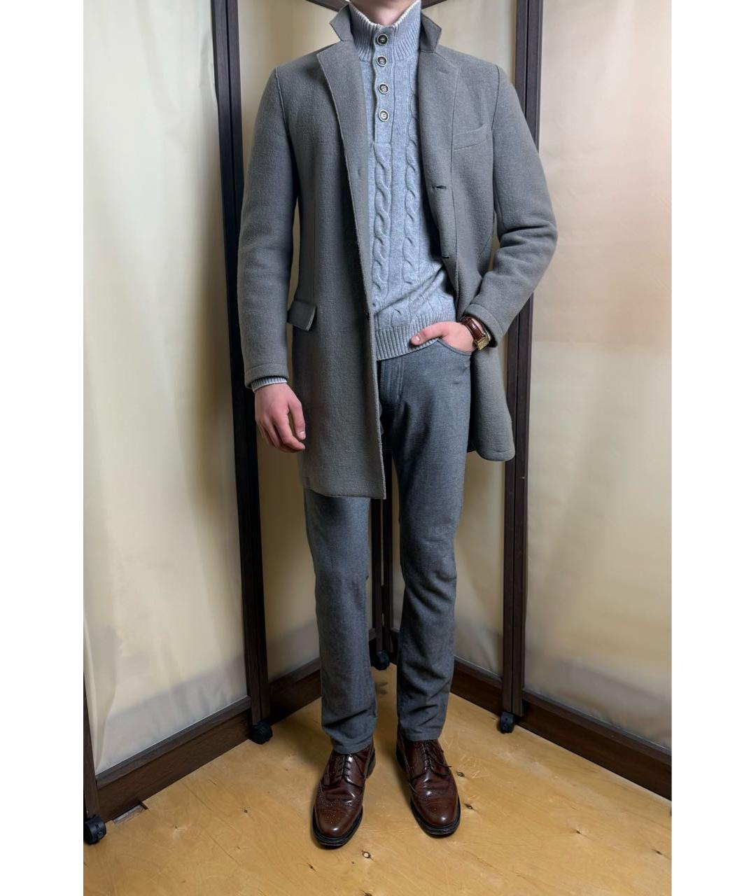ELEVENTY Серое шерстяное пальто, фото 5