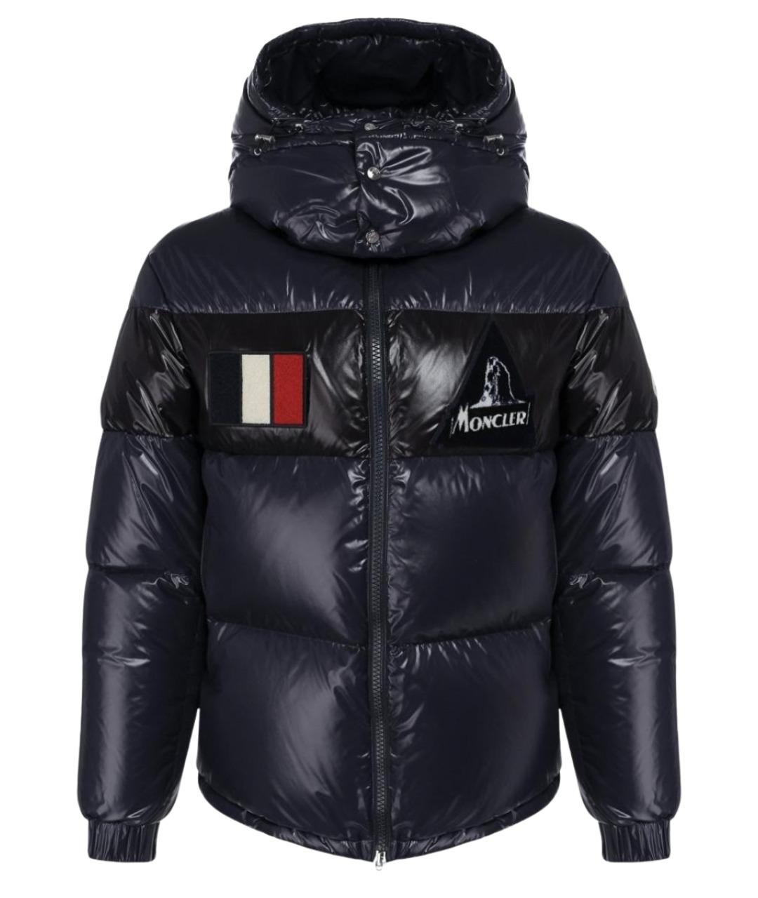 MONCLER Темно-синяя полиэстеровая куртка, фото 1