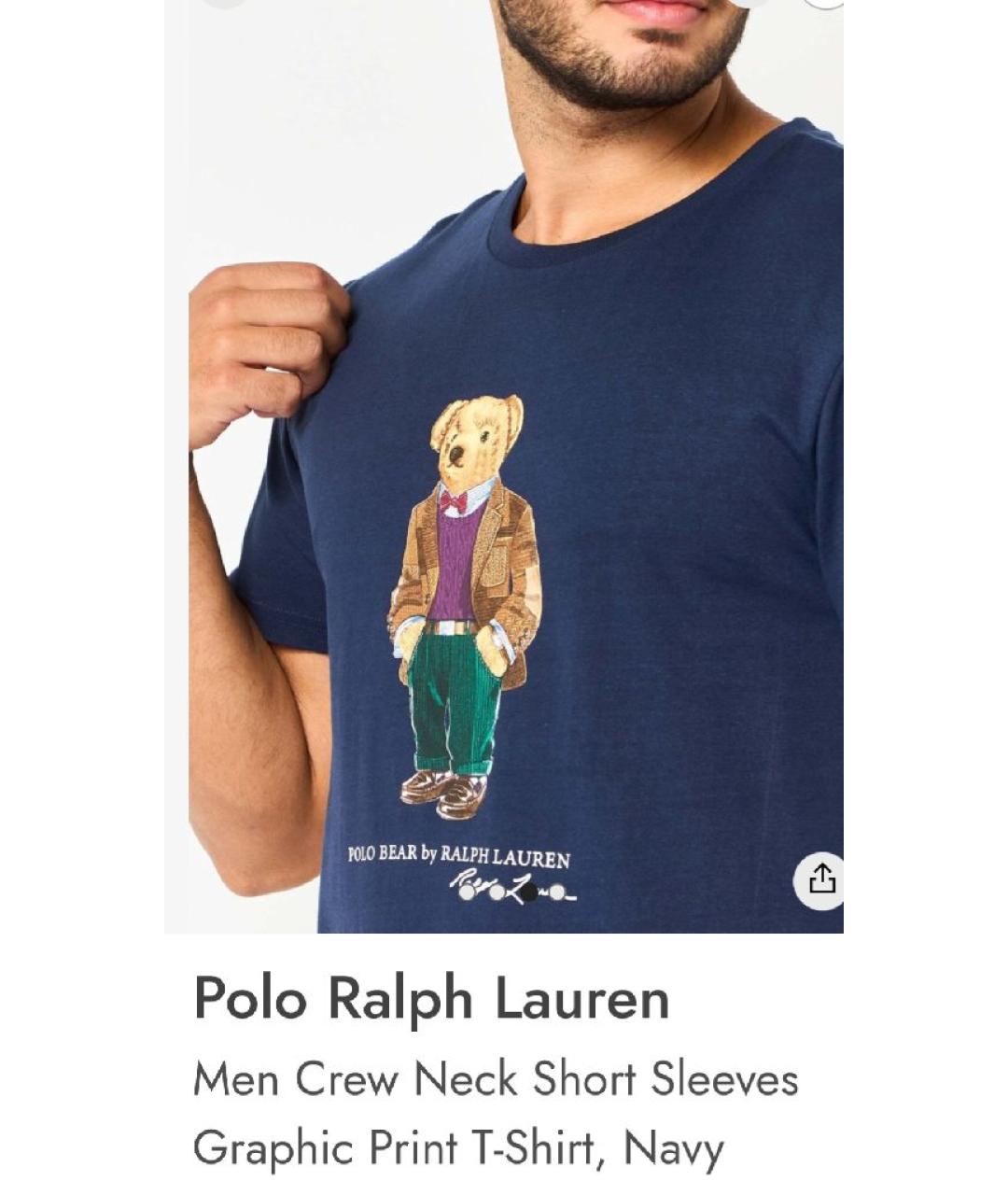 POLO RALPH LAUREN Темно-синяя хлопковая футболка, фото 7