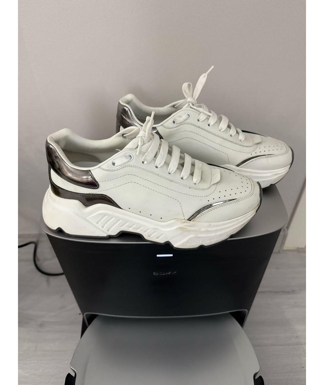 DOLCE&GABBANA Белые кожаные высокие кроссовки / кеды, фото 4