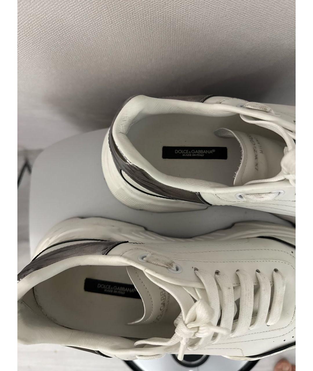 DOLCE&GABBANA Белые кожаные высокие кроссовки / кеды, фото 6