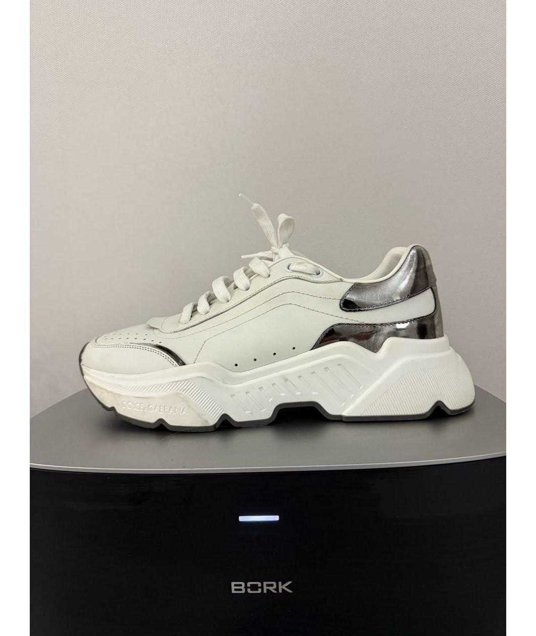 DOLCE&GABBANA Белые кожаные высокие кроссовки / кеды, фото 2