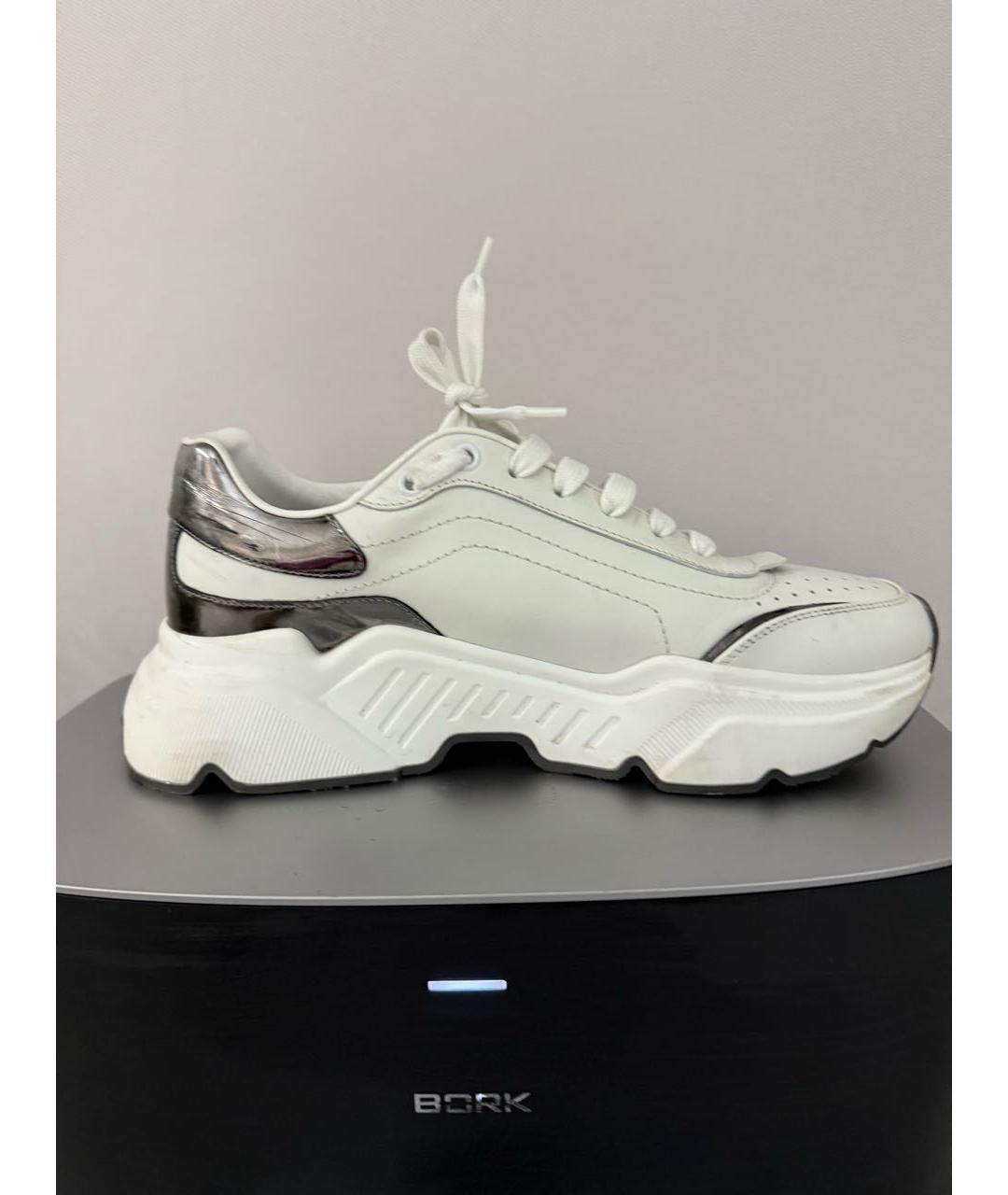 DOLCE&GABBANA Белые кожаные высокие кроссовки / кеды, фото 7