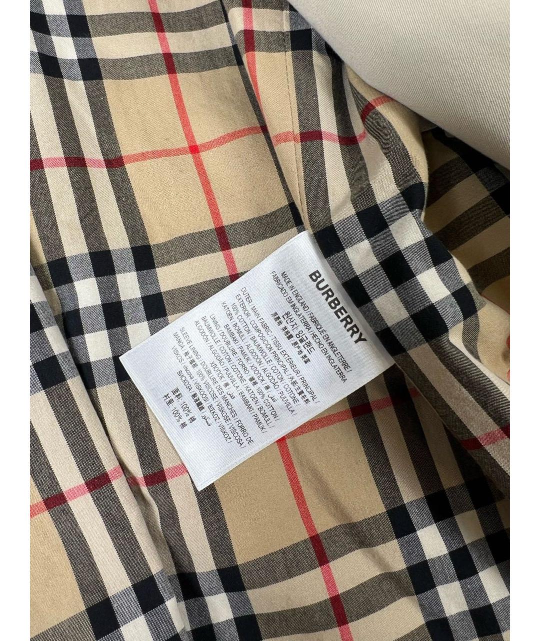 BURBERRY Бежевый хлопковый тренч/плащ, фото 5