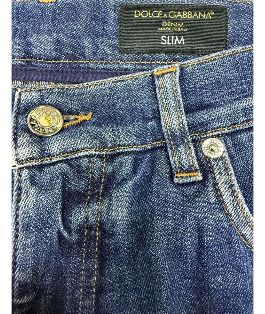 DOLCE&GABBANA Голубые хлопко-эластановые прямые джинсы, фото 3