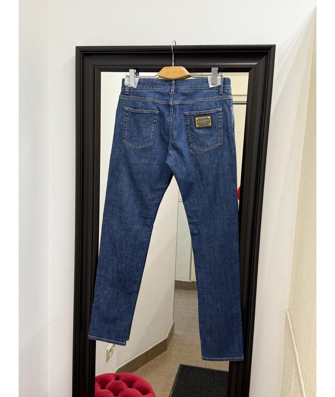 DOLCE&GABBANA Голубые хлопко-эластановые прямые джинсы, фото 2