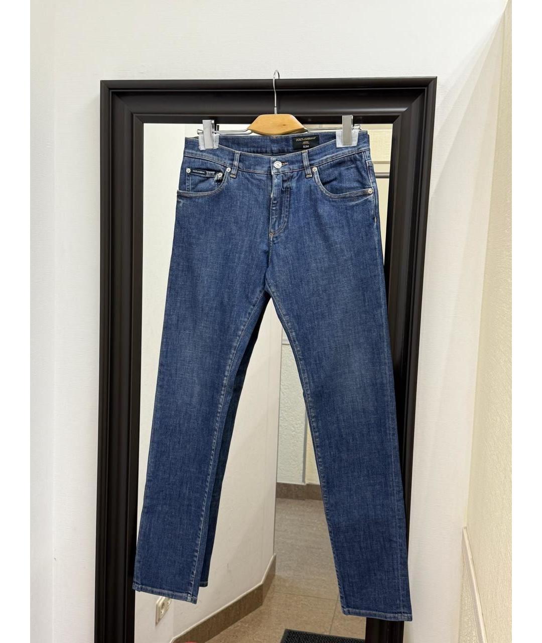 DOLCE&GABBANA Голубые хлопко-эластановые прямые джинсы, фото 6