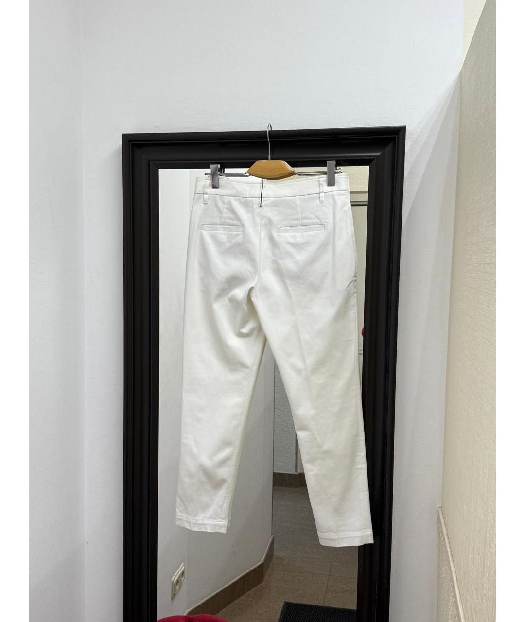 BRUNELLO CUCINELLI Белые хлопко-эластановые прямые джинсы, фото 2