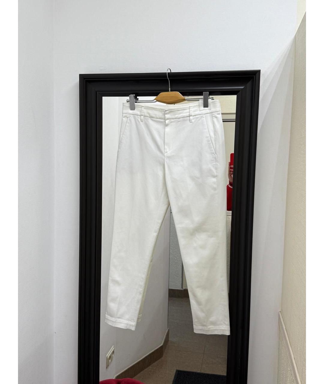 BRUNELLO CUCINELLI Белые хлопко-эластановые прямые джинсы, фото 8