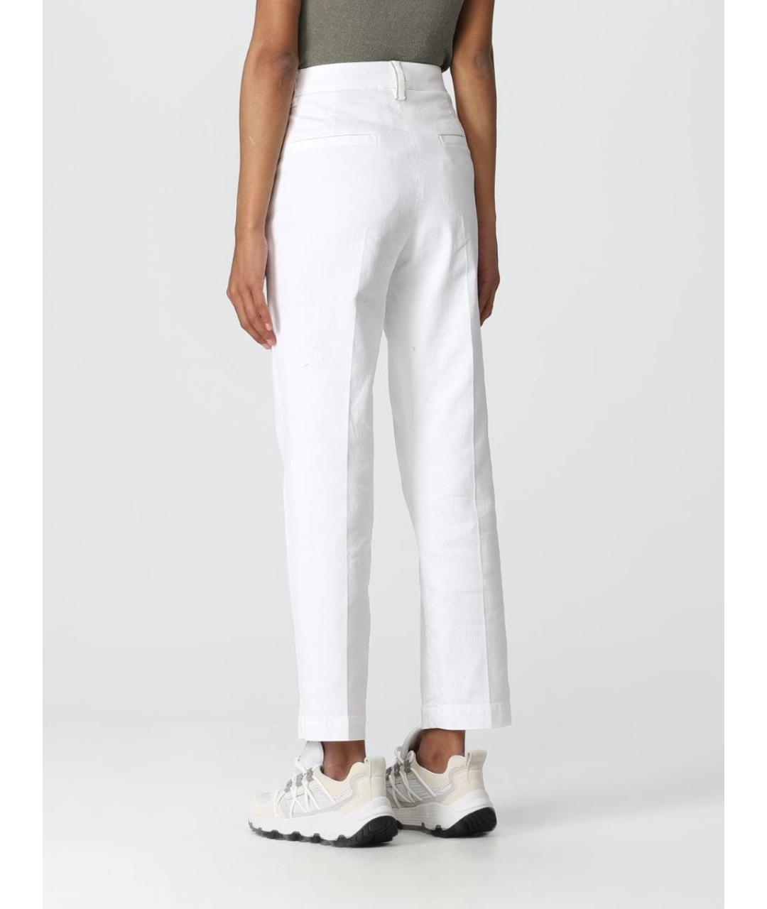 BRUNELLO CUCINELLI Белые хлопко-эластановые прямые джинсы, фото 6