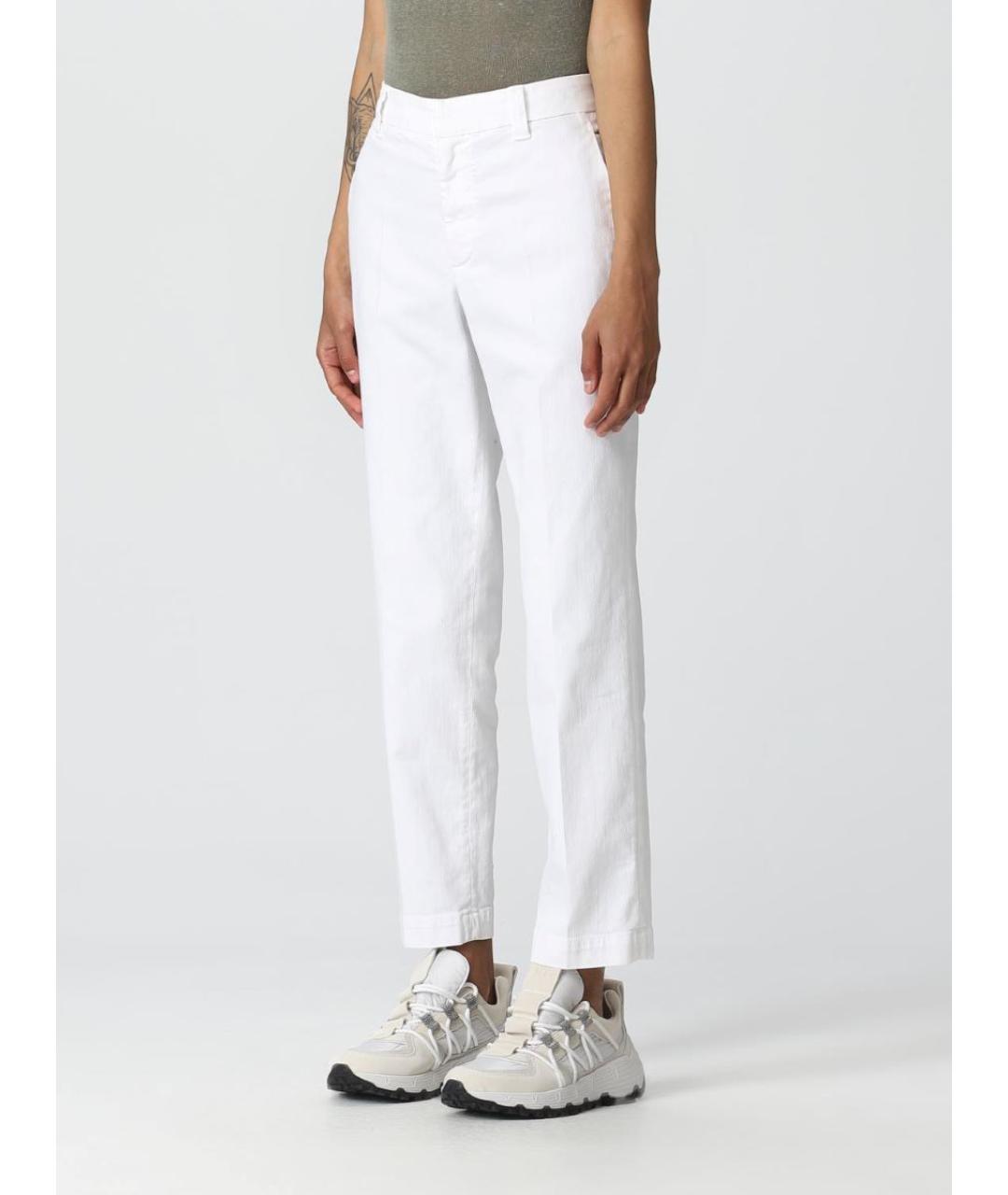 BRUNELLO CUCINELLI Белые хлопко-эластановые прямые джинсы, фото 5