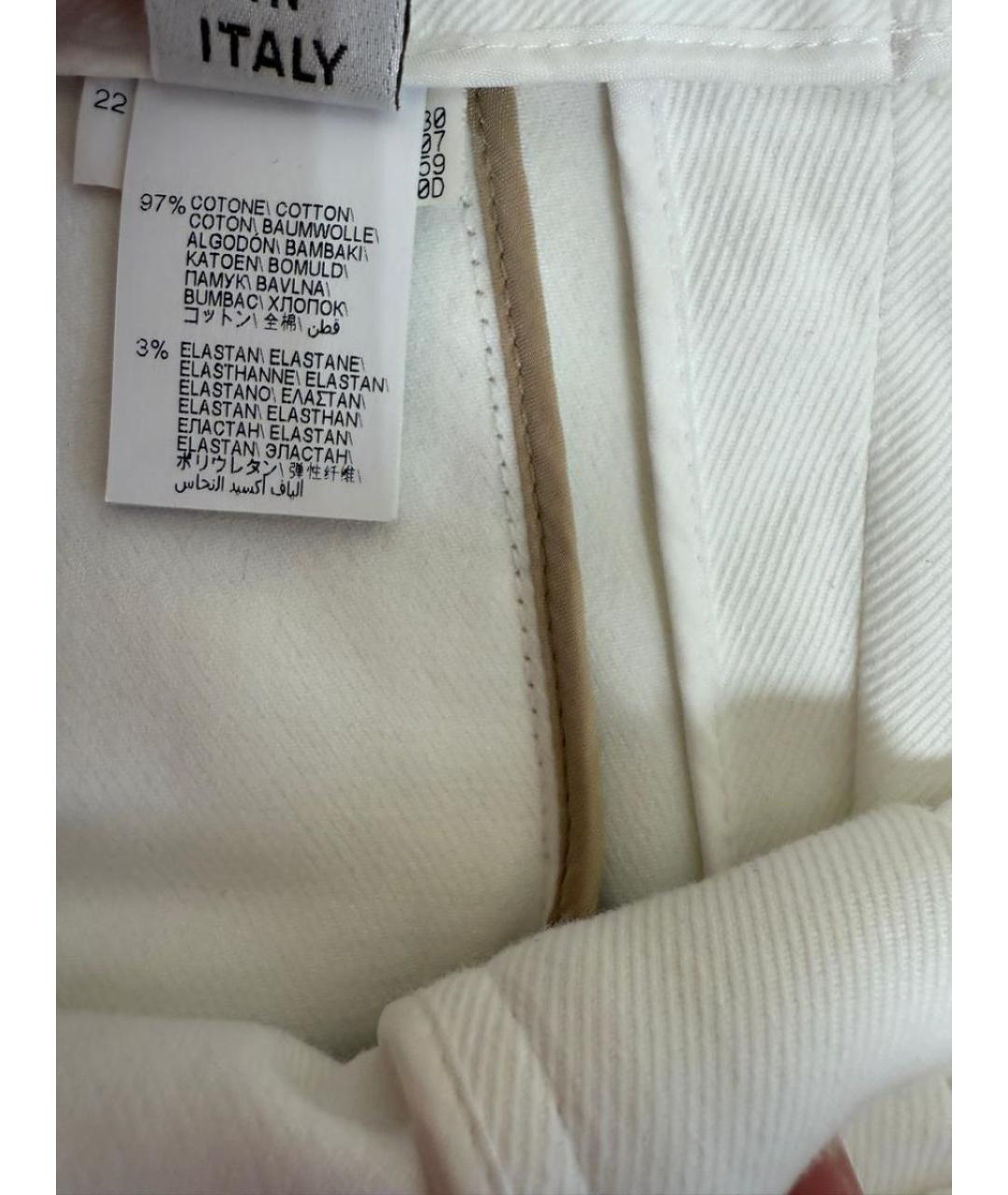 BRUNELLO CUCINELLI Белые хлопко-эластановые прямые джинсы, фото 4