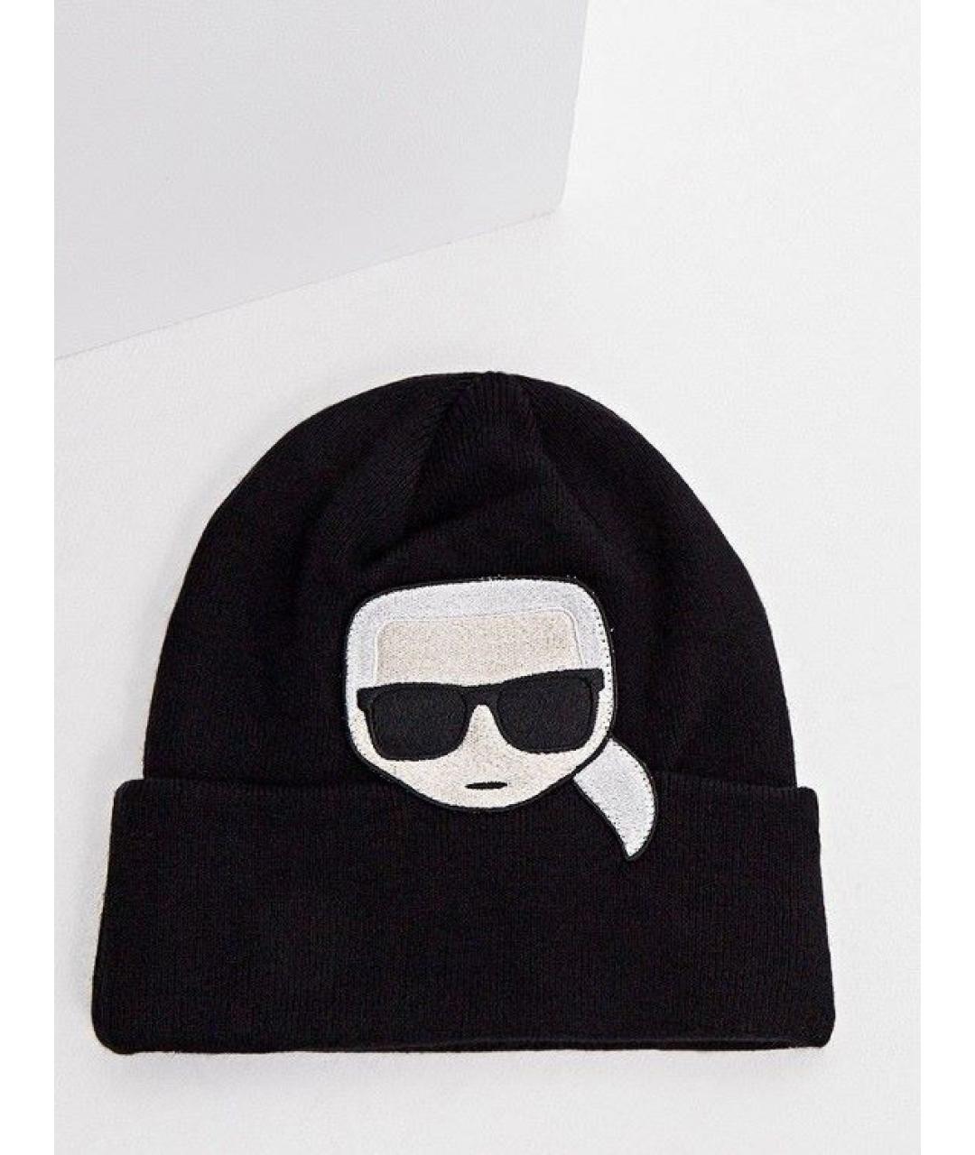 KARL LAGERFELD Черная шерстяная шапка, фото 2