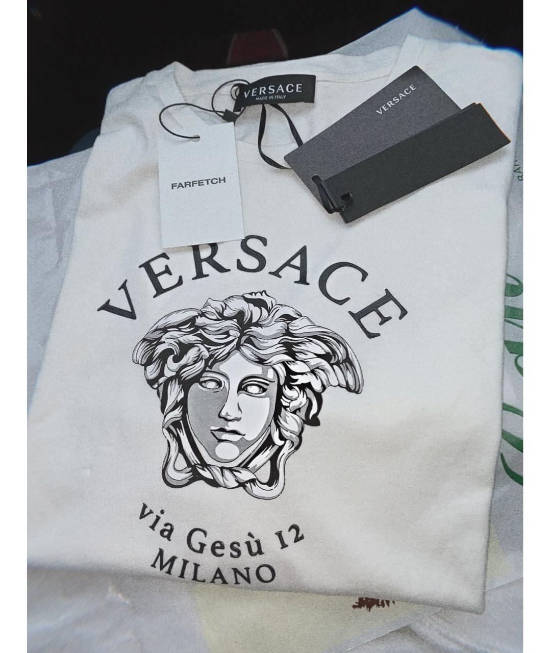 VERSACE Белая хлопковая футболка, фото 5