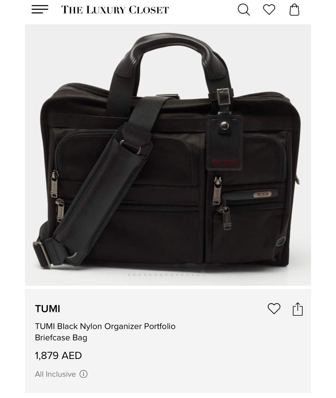 TUMI Черный тканевый портфель, фото 8