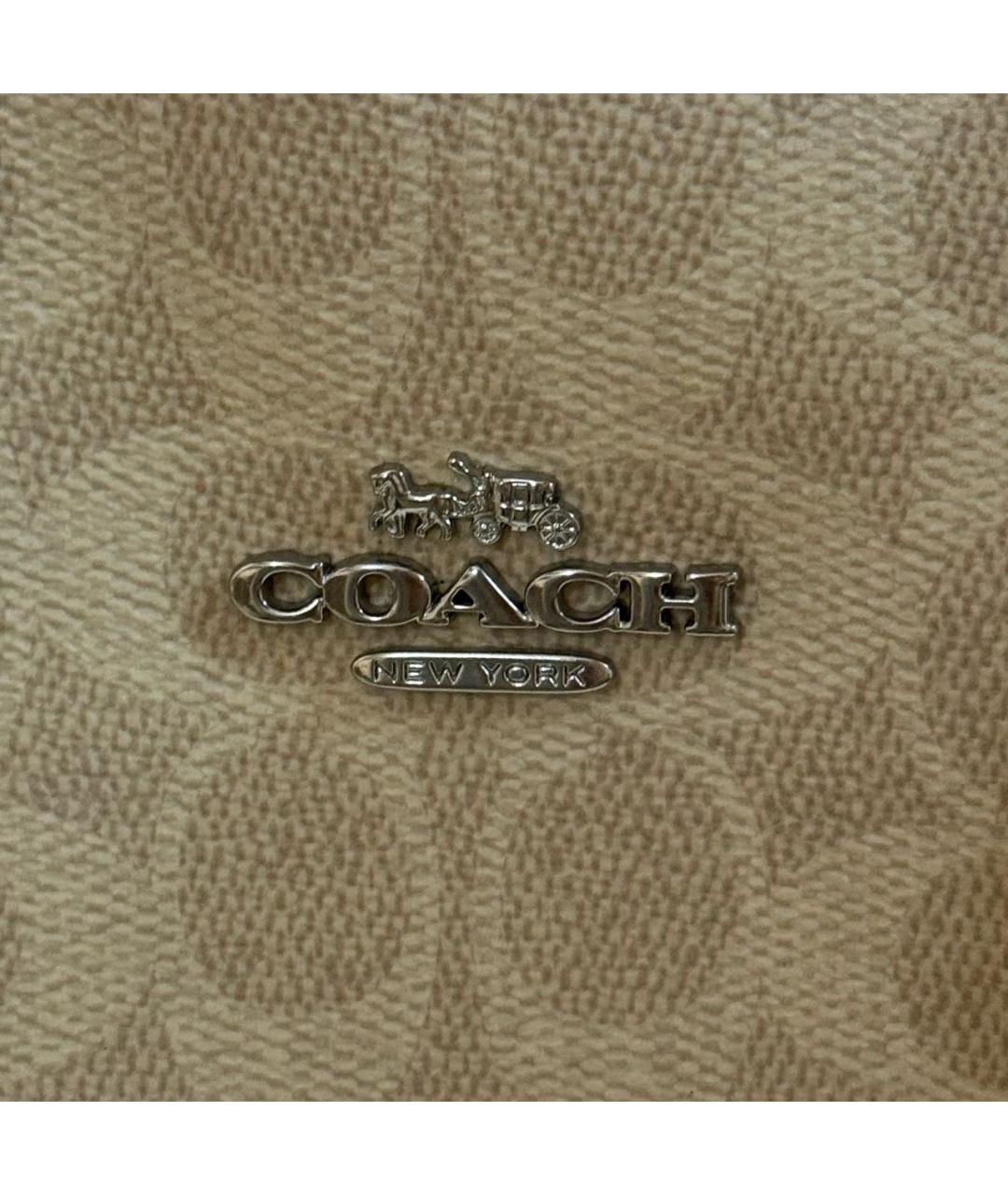 COACH Бежевая кожаная сумка с короткими ручками, фото 3