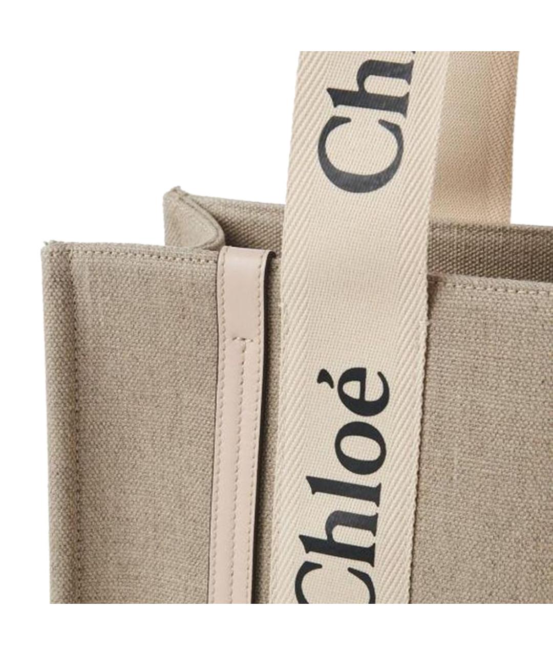 CHLOE Бежевая льняная сумка тоут, фото 2