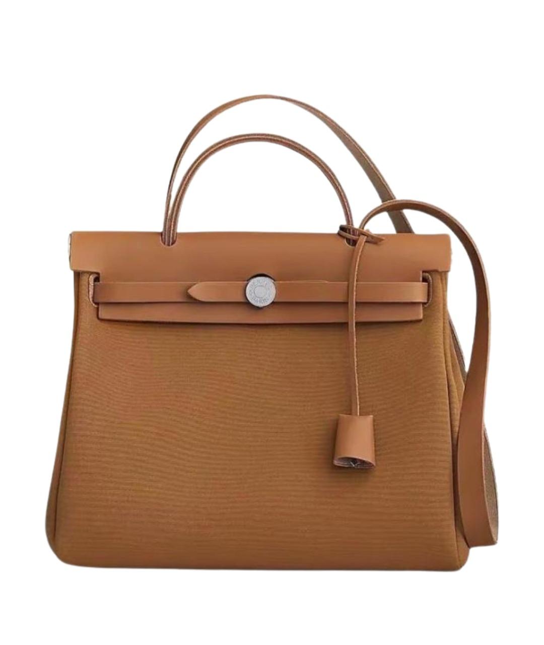 HERMES Коричневая кожаная сумка с короткими ручками, фото 1