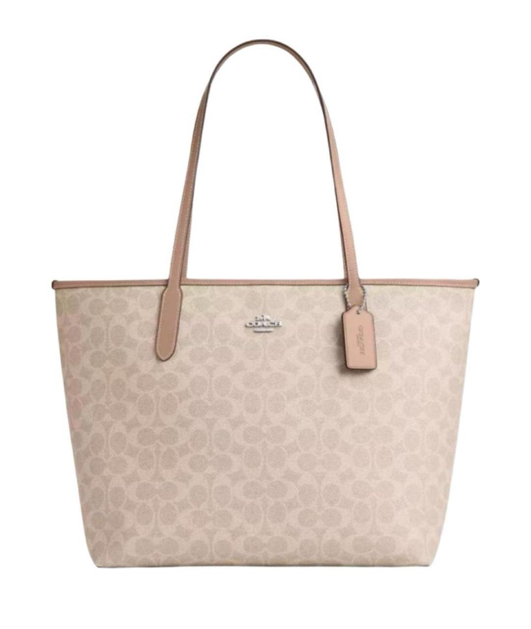 COACH Бежевая кожаная сумка тоут, фото 1