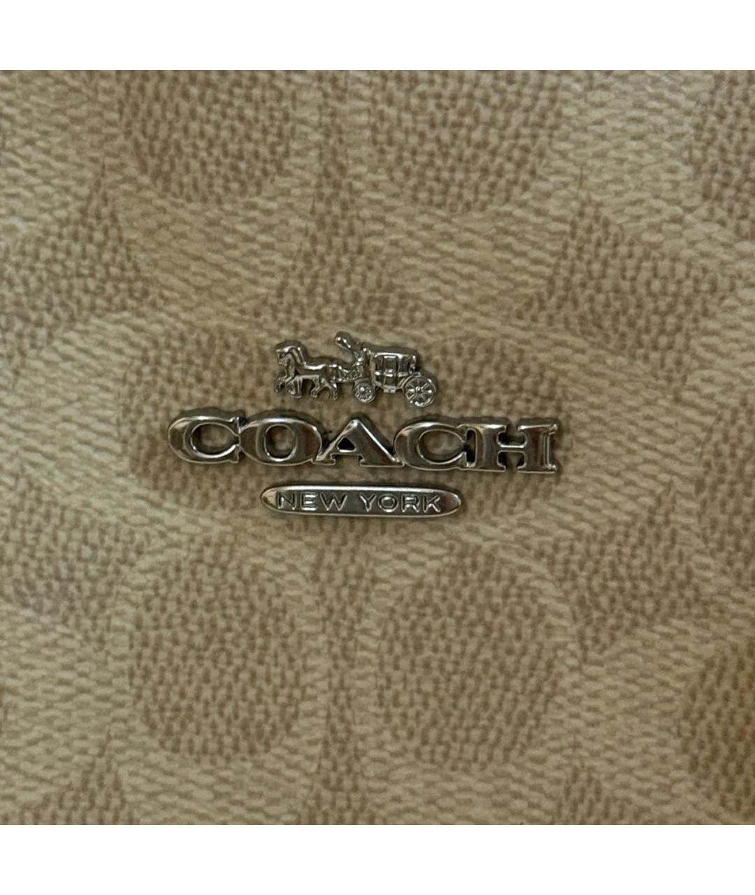 COACH Бежевая кожаная сумка тоут, фото 3