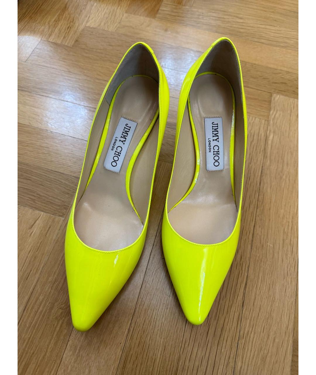 JIMMY CHOO Желтые туфли из лакированной кожи, фото 2