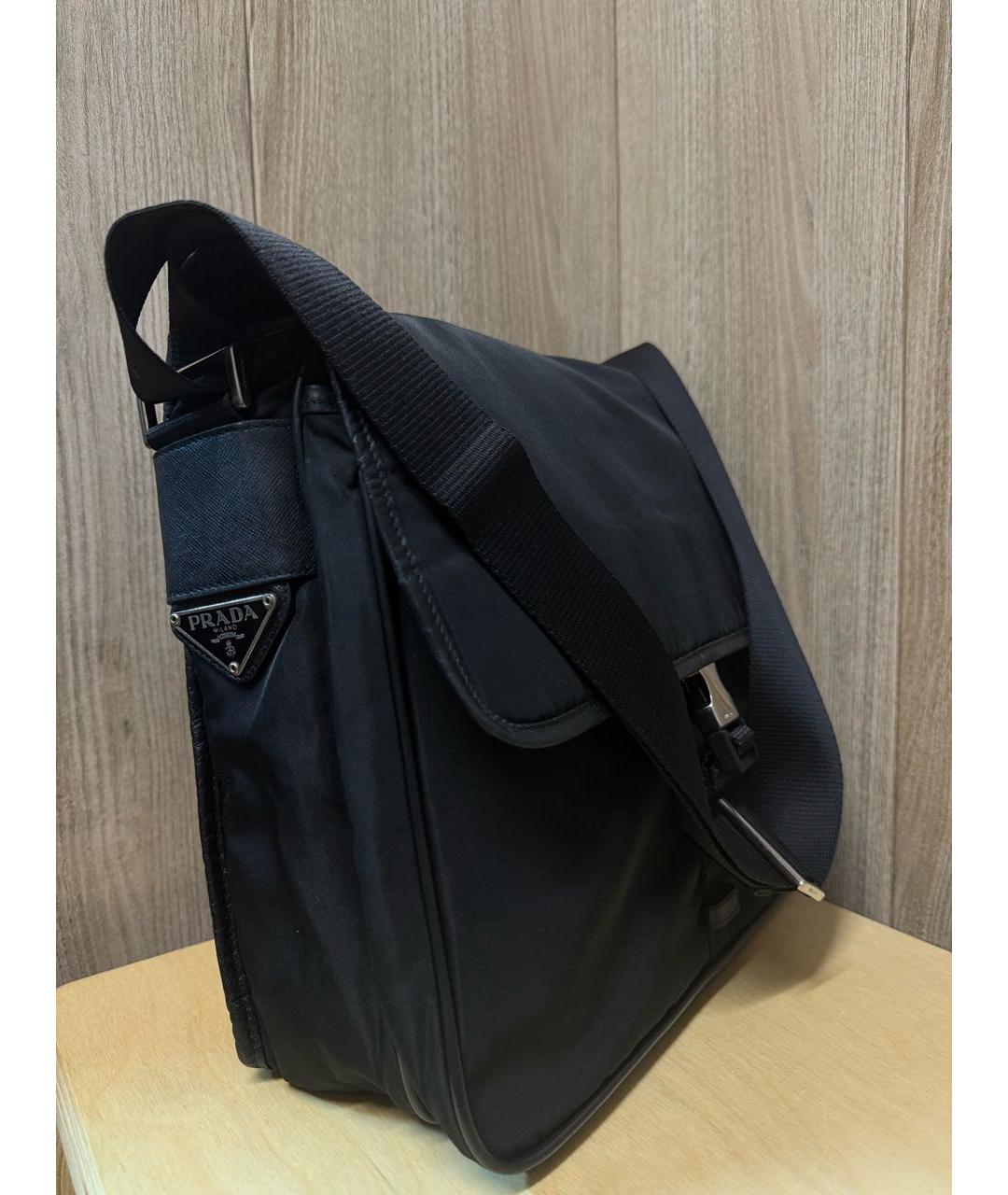 PRADA Черная тканевая сумка на плечо, фото 5